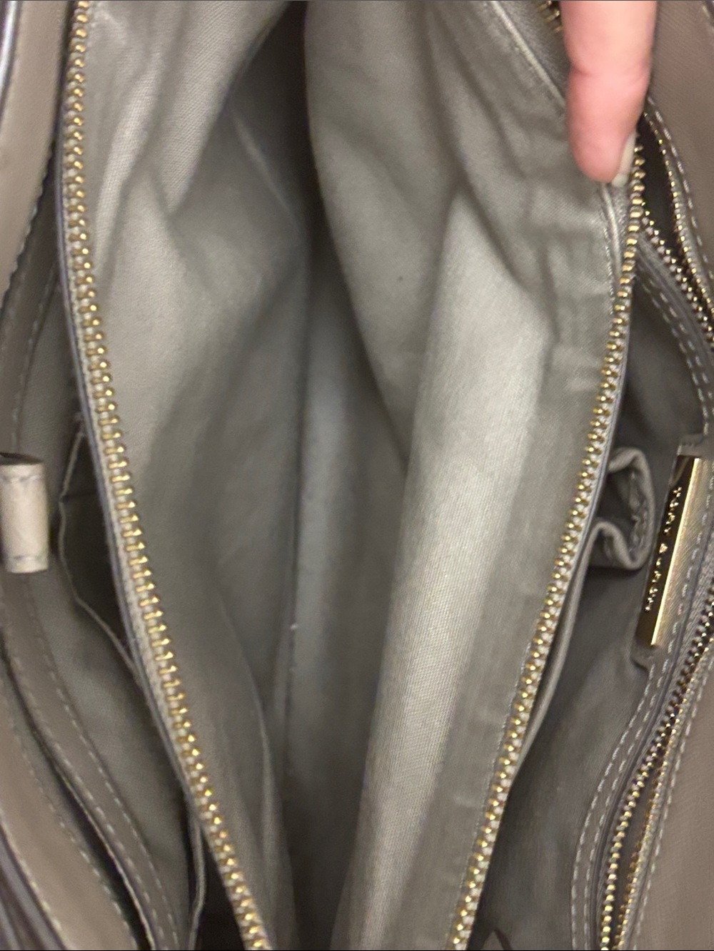 Tory Burch Taupe Saffiano Tote with Gold Logo Charm - Picture 12 of 16